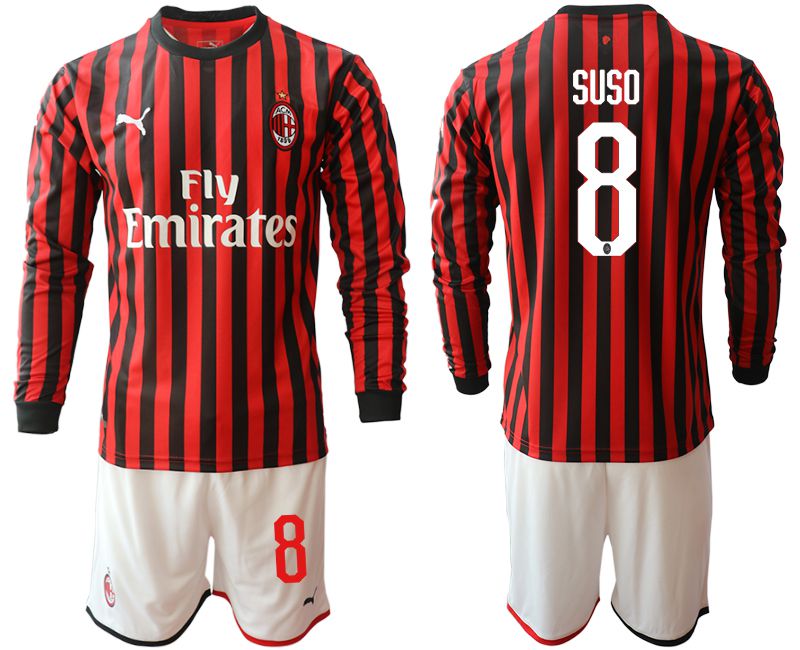 Men 2019-2020 club AC milan home long sleeve #8 red Soccer Jerseys->ac milan jersey->Soccer Club Jersey